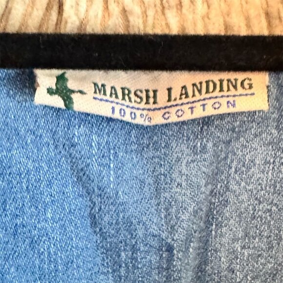 Marsh Landing Women's Vintage Denim Jacket L Blue Corduroy Collar Casual - Picture 6 of 8